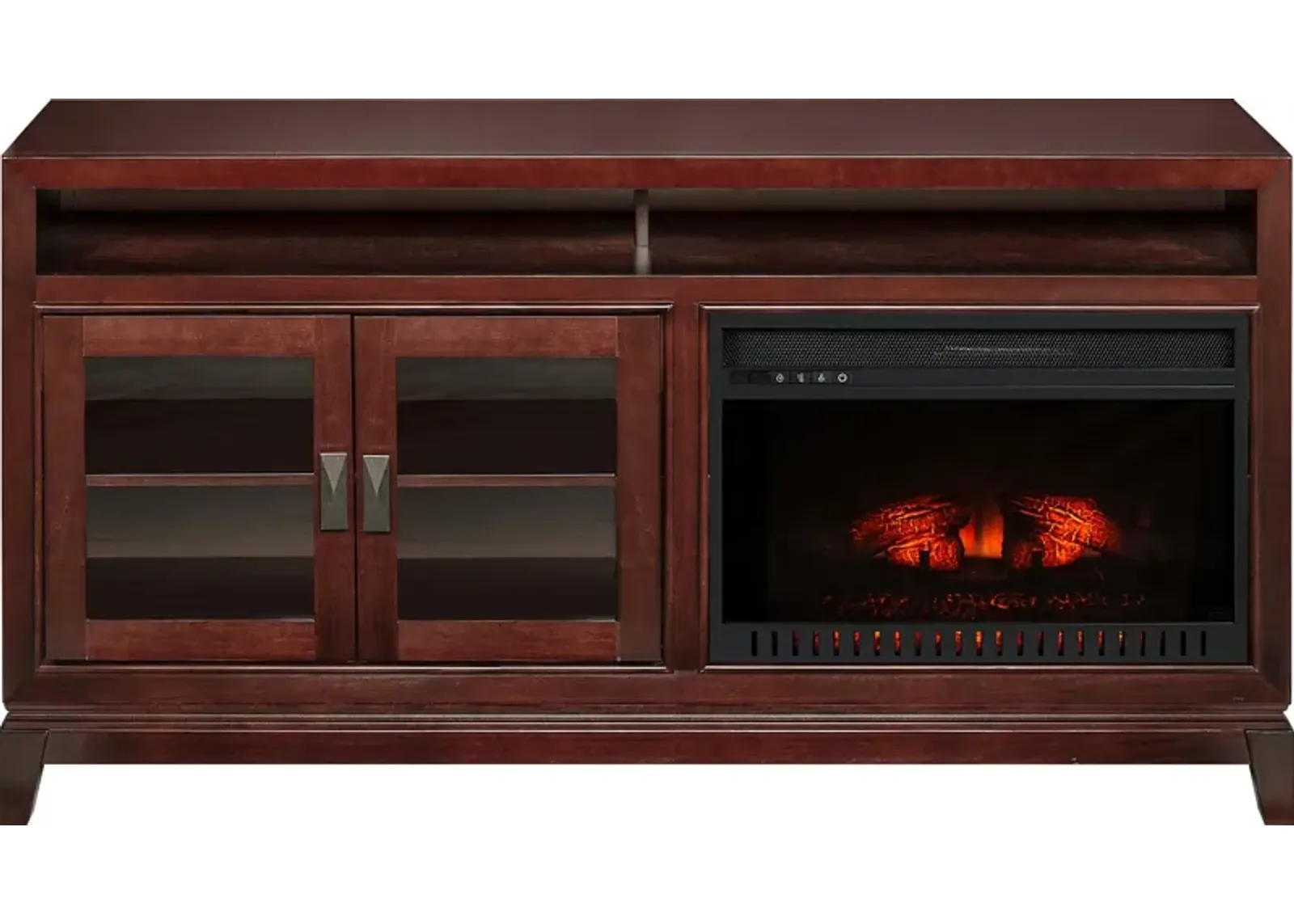 River Terrace Merlot 62 in. Console with Electric Log Fireplace