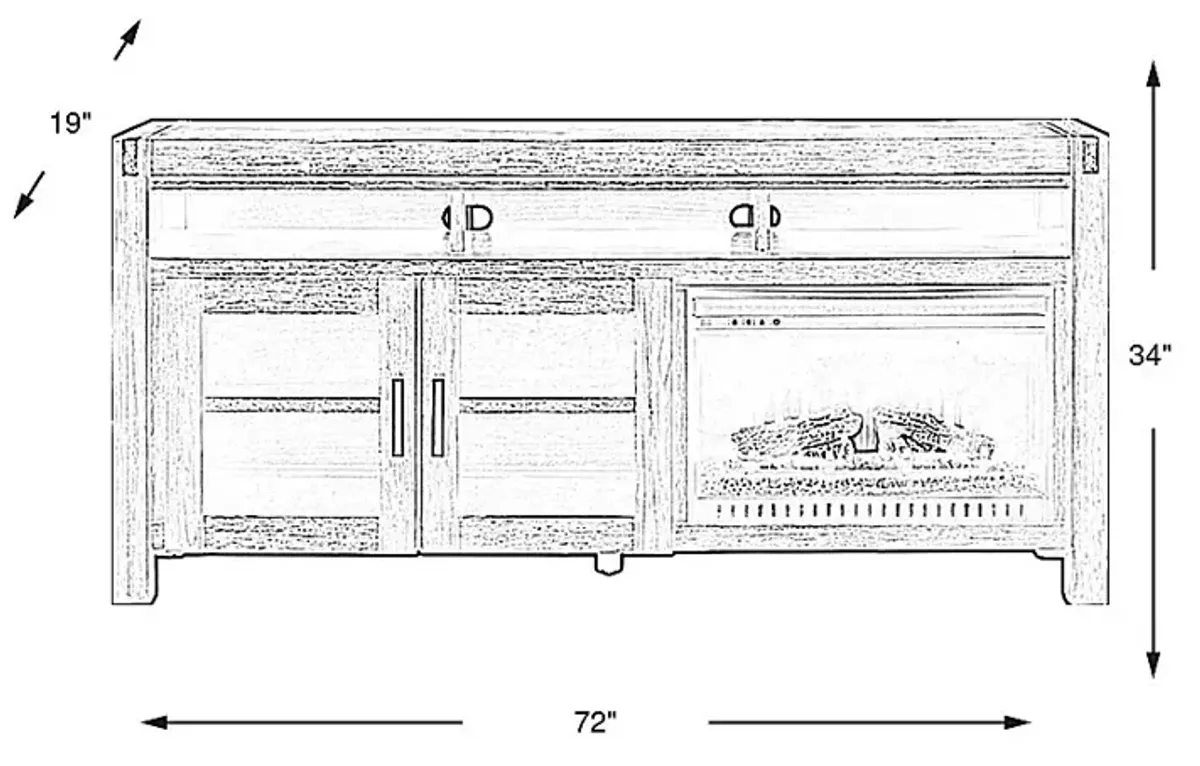 Hidden Springs II Espresso 72 in. Console with Electric Log Fireplace