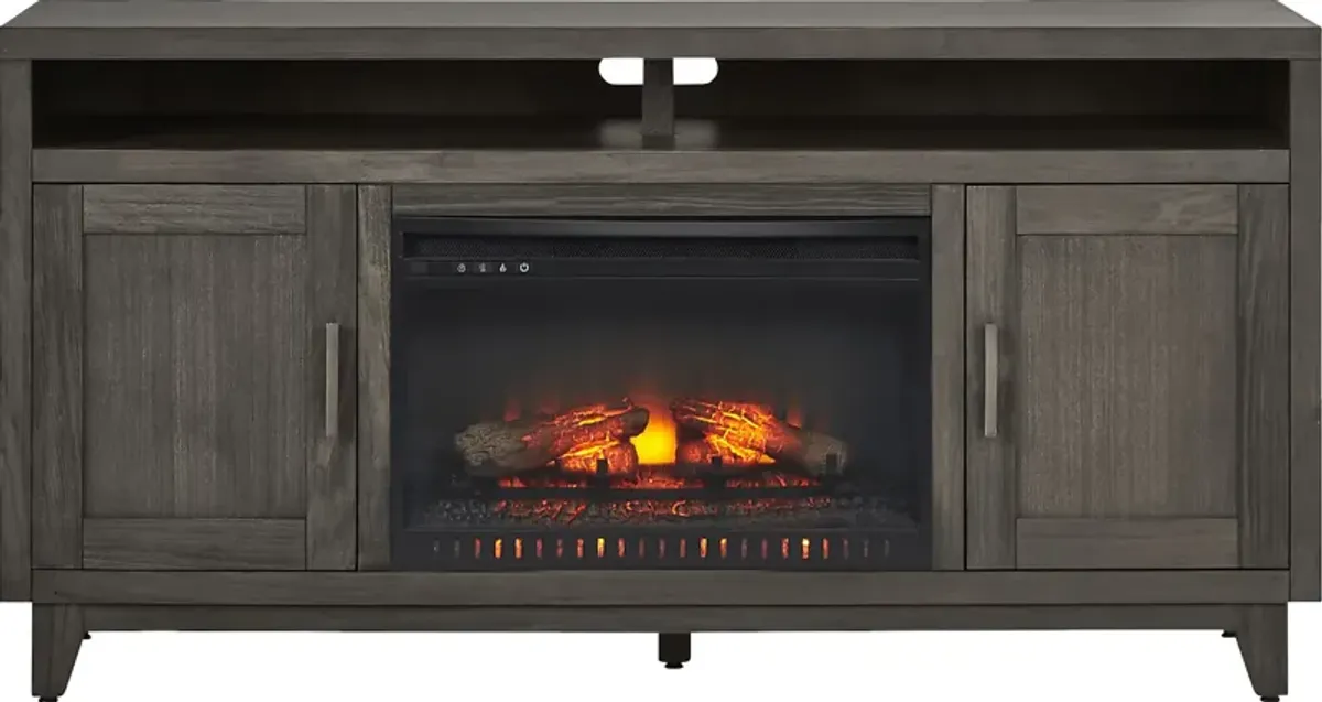 Valinor Smoke 64 in. Console with Electric Log Fireplace