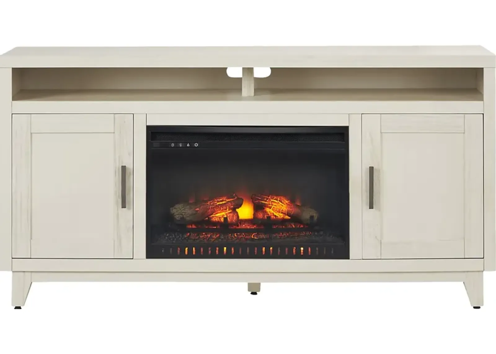 Valinor White 64 in. Console with Electric Log Fireplace