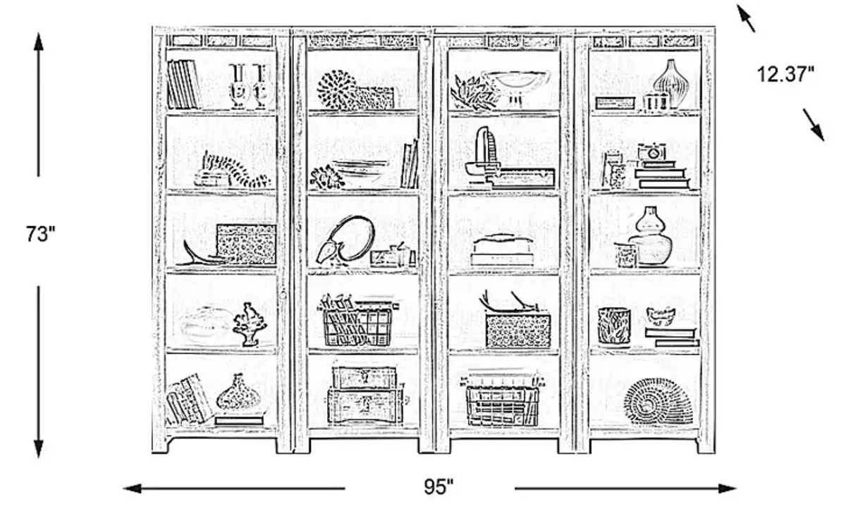 Bartlett II Cherry 4 Pc Bookcase Set