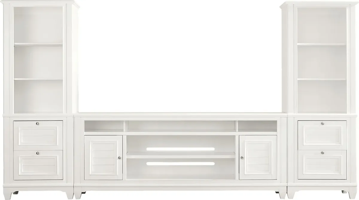Hilton Head White 3 Pc Wall Unit with 82 in. Console