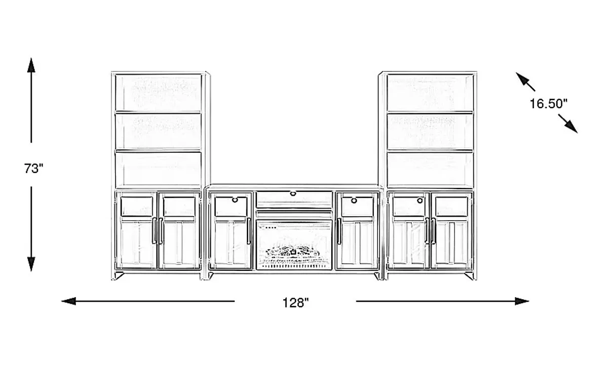 Amberfield White 4 Pc Wall Unit with 62 in. Console and Electric Log Fireplace