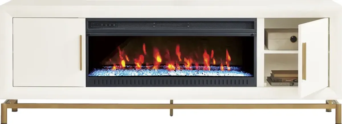 Fontaine White 84"" Console with Electric Fireplace