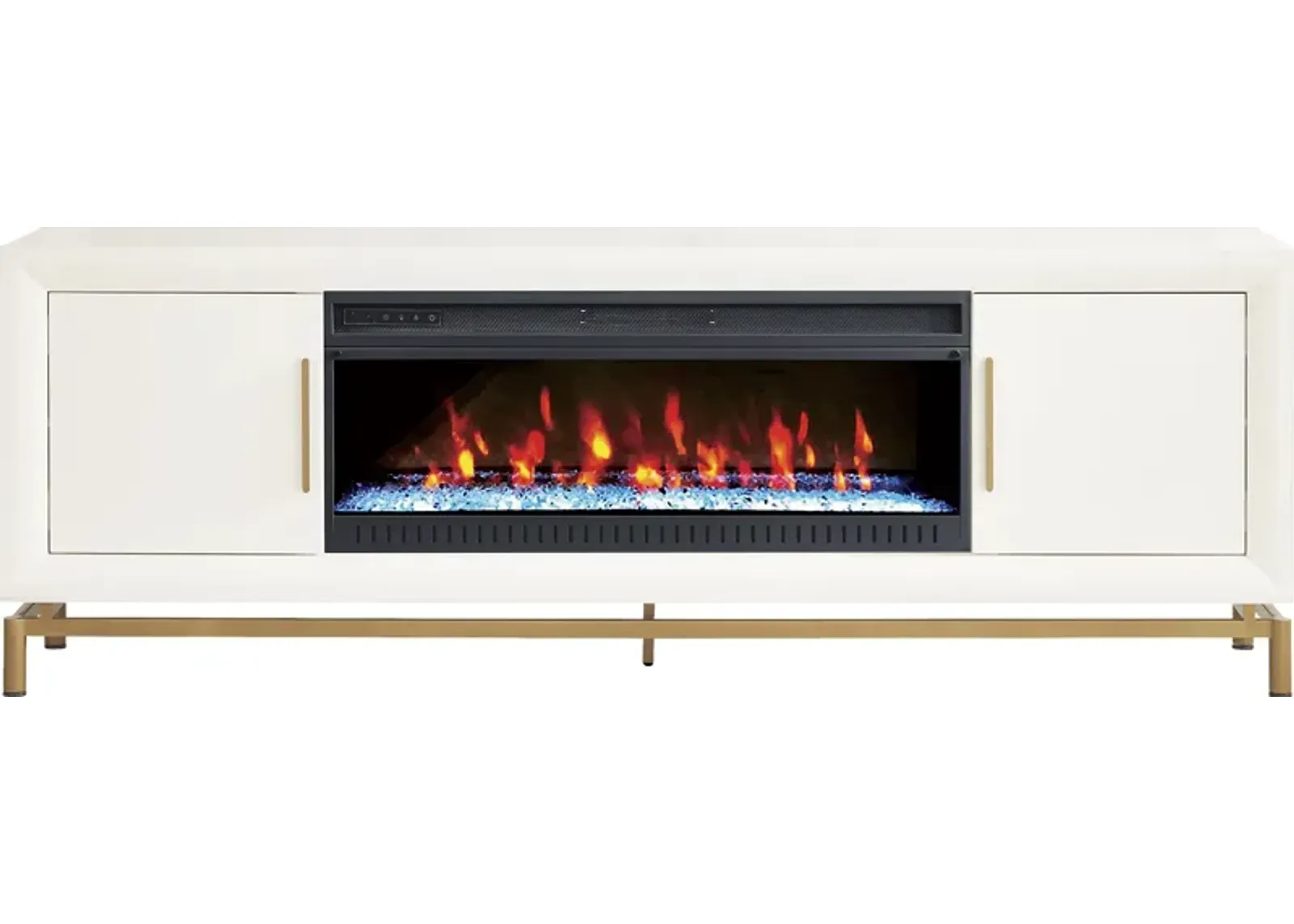 Fontaine White 84"" Console with Electric Fireplace