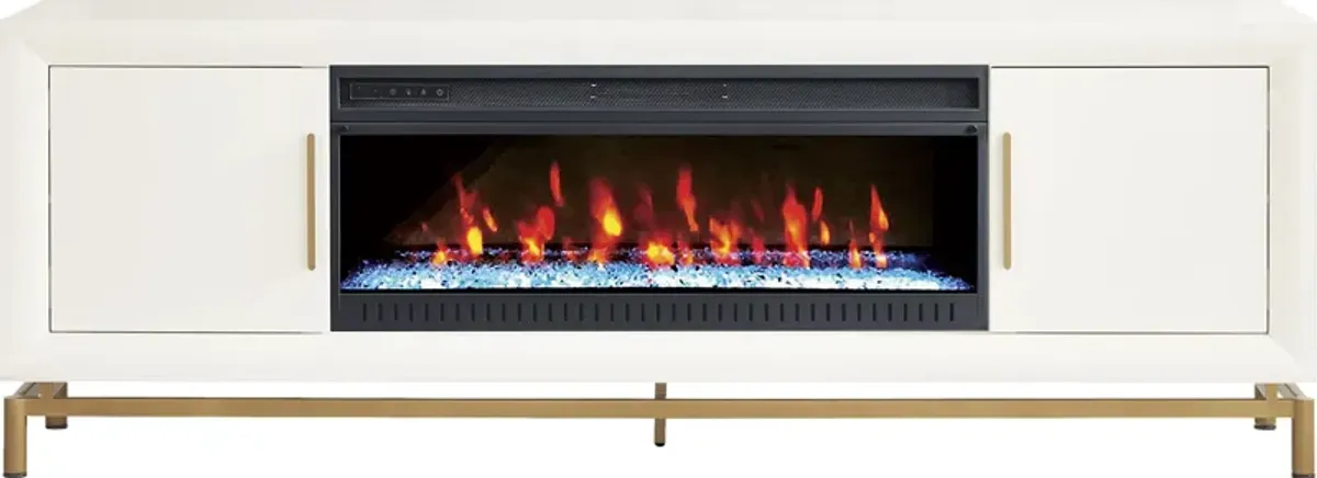 Fontaine White 84"" Console with Electric Fireplace