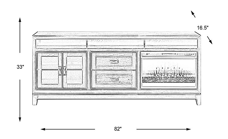 River Terrace Gray 82 in. Console with Electric Fireplace