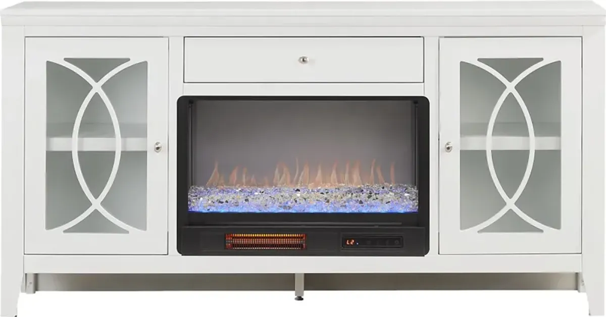 Abbie II White 66 in. Console with Electric Fireplace