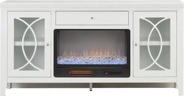 Abbie II White 66 in. Console with Electric Fireplace