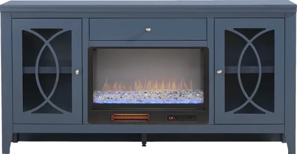 Abbie II Blue 66 in. Console with Electric Fireplace