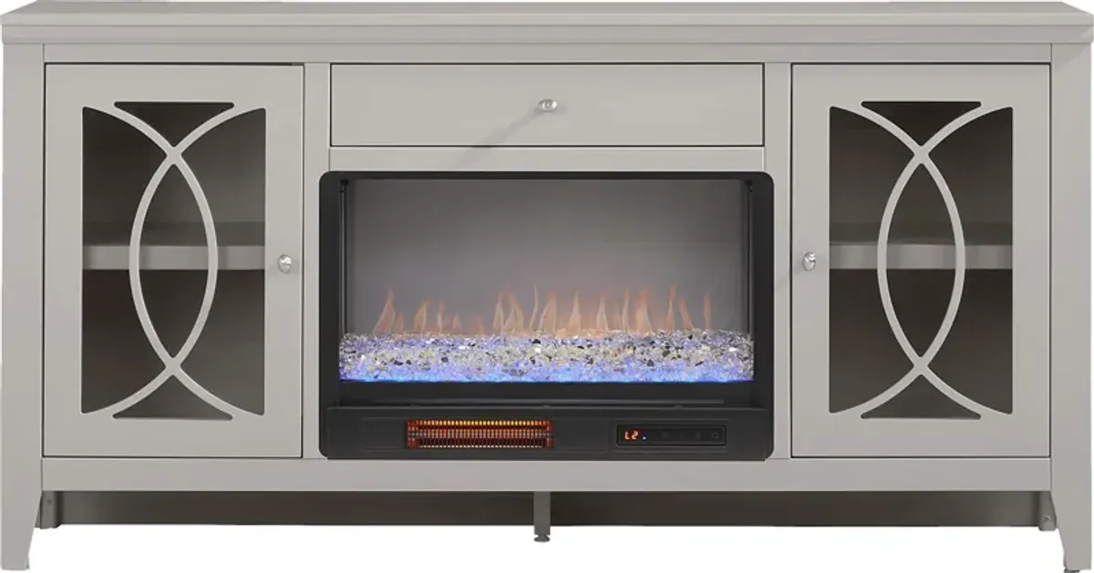 Abbie II Gray 66 in. Console with Electric Fireplace