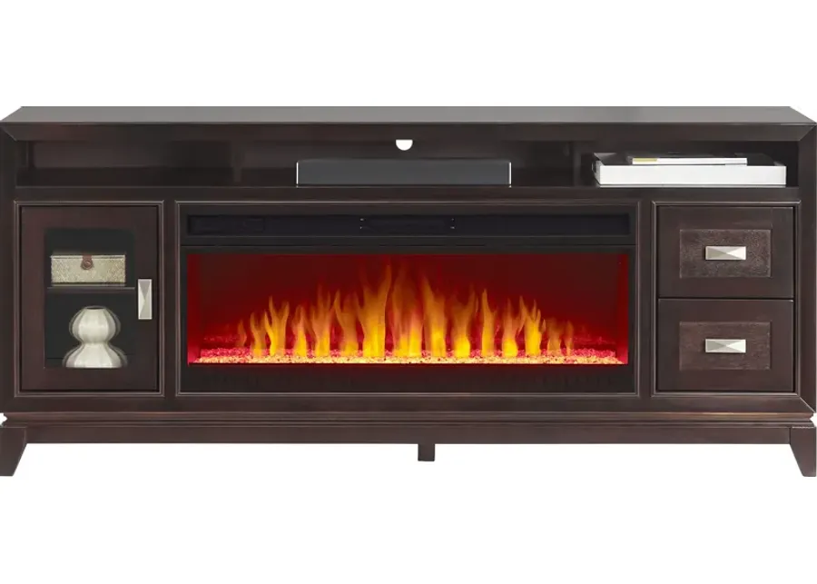 River Terrace Merlot 76 in. Console with Electric Fireplace