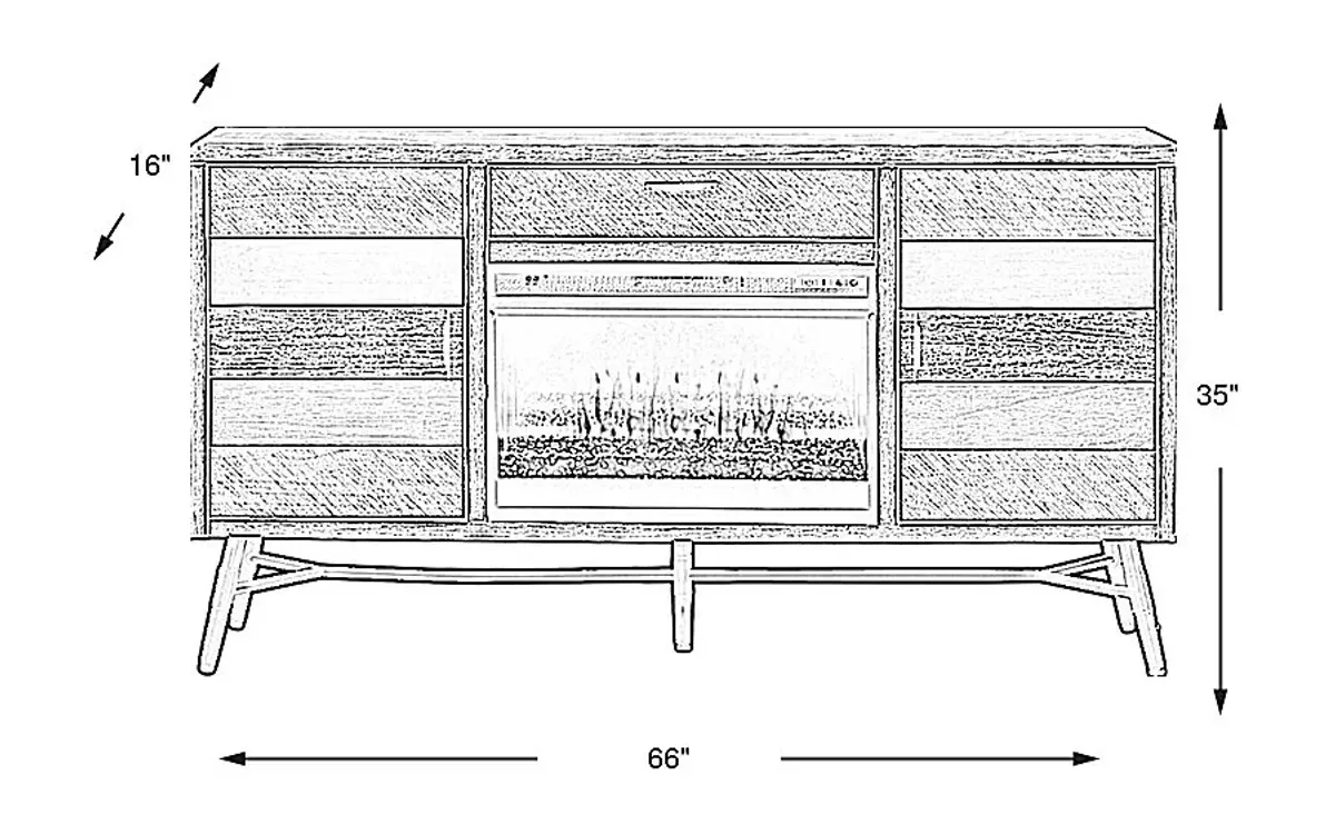 Midtown Loft Gray 66 in. Console with Electric Fireplace