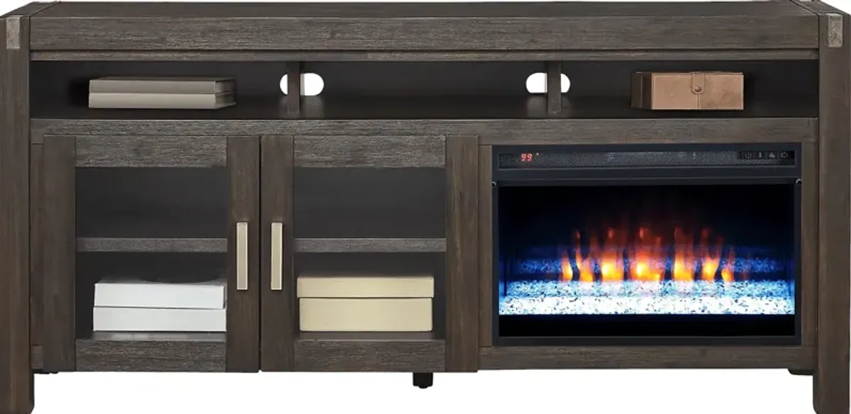 Hidden Springs II Espresso 72 in. Console with Electric Fireplace