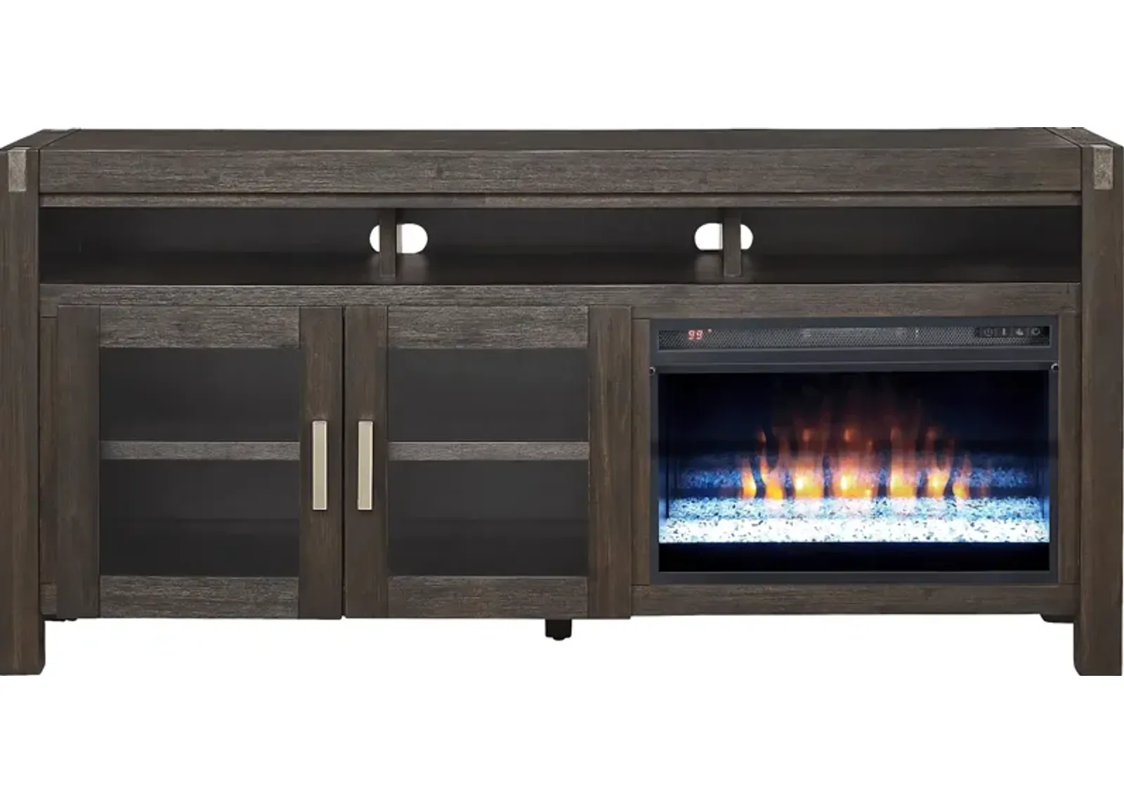 Hidden Springs II Espresso 72 in. Console with Electric Fireplace