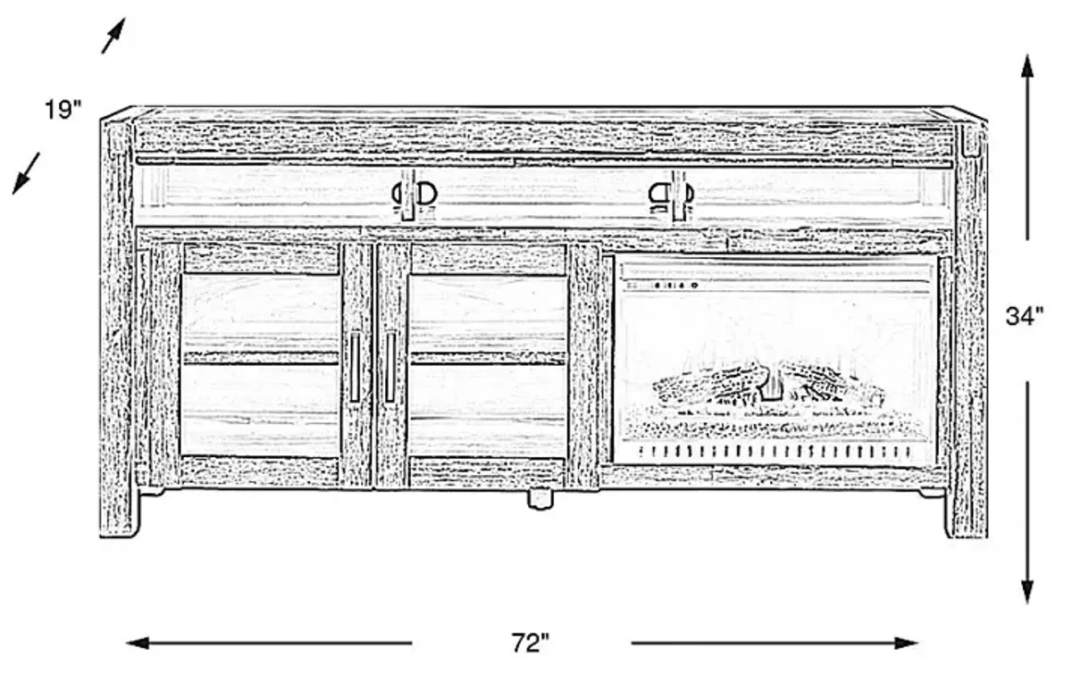 Hidden Springs II Natural 72 in. Console with Electric Log Fireplace