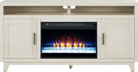 Valinor White 64 in. Console with Electric Fireplace