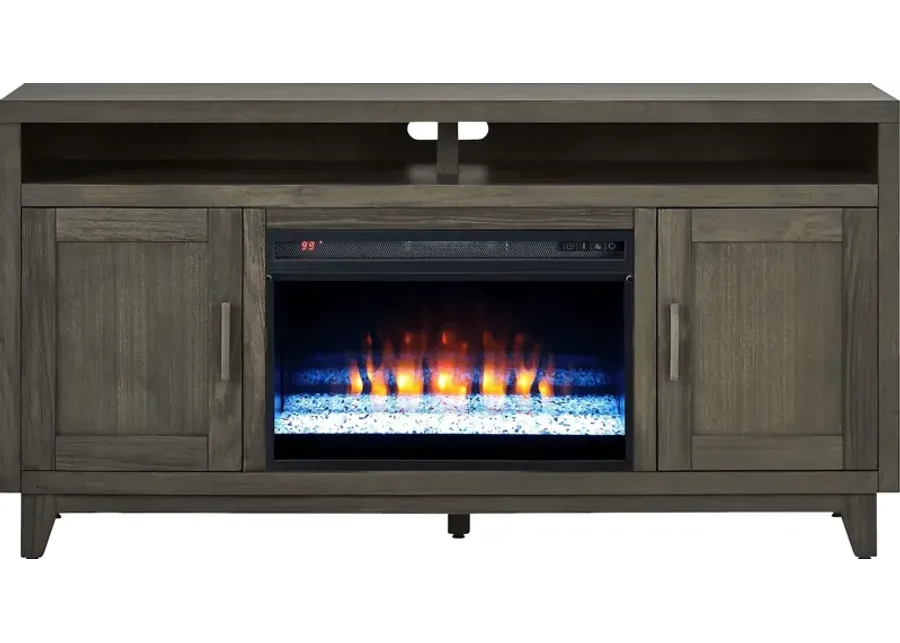 Valinor Brown 64 in. Console with Electric Fireplace