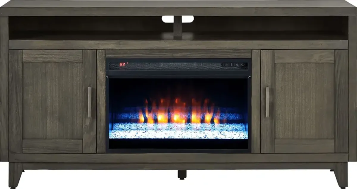 Valinor Brown 64 in. Console with Electric Fireplace