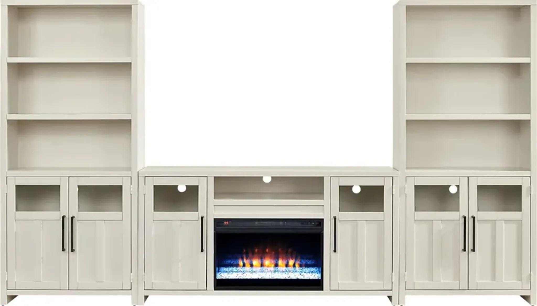 Amberfield White 4 Pc Wall Unit With 62 In Console And Electric ...