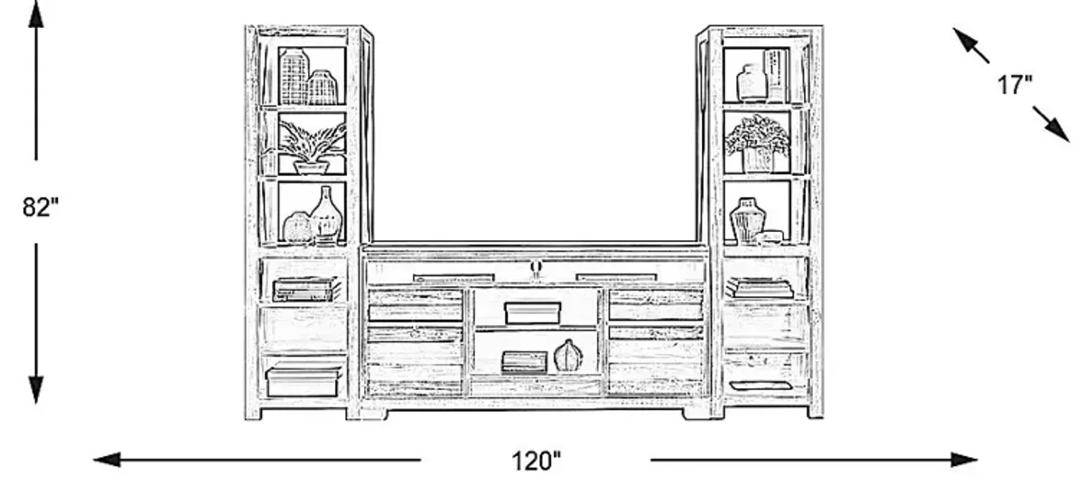 Westover Hills Brown 3 Pc Wall Unit with 72 in. Console