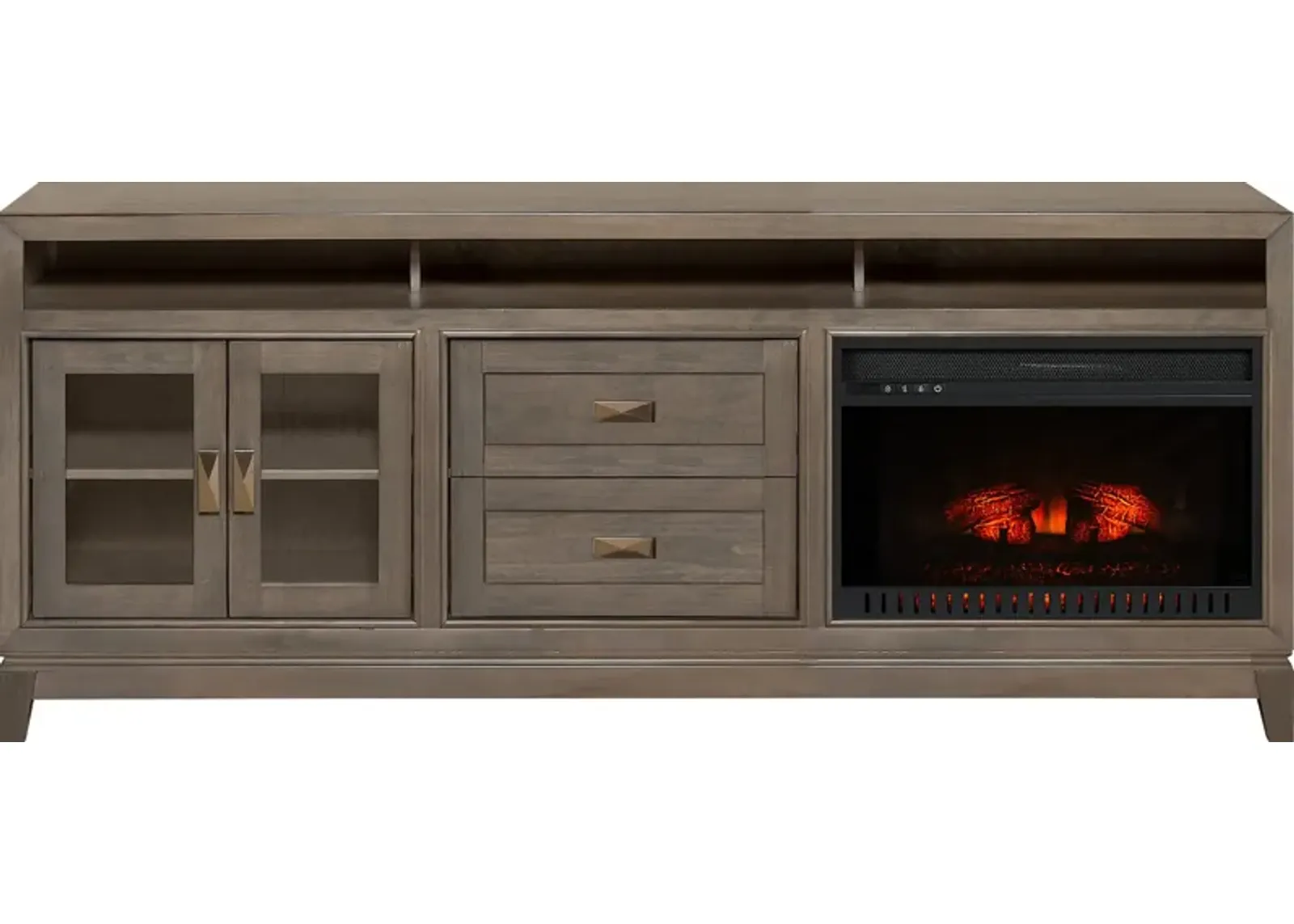 River Terrace Gray 82 in. Console with Electric Log Fireplace