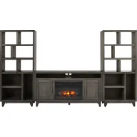 Valinor Smoke 4 Pc Wall Unit with 64 in. Console and Electric Log Fireplace