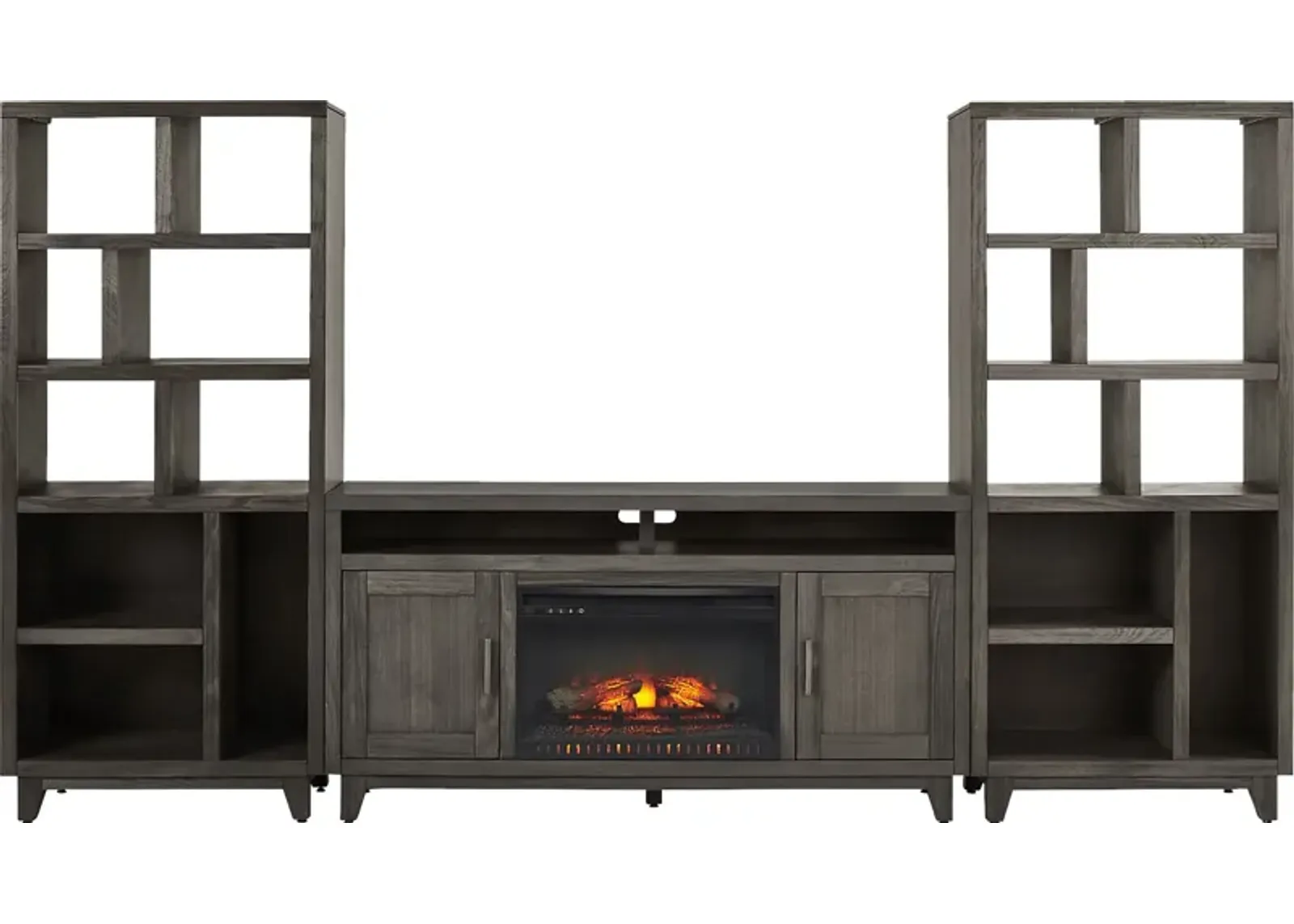 Valinor Smoke 4 Pc Wall Unit with 64 in. Console and Electric Log Fireplace