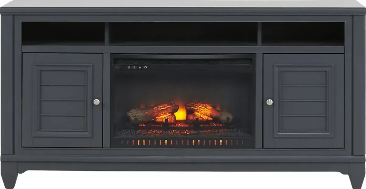 Hilton Head Graphite 66 in. Console with Electric Log Fireplace