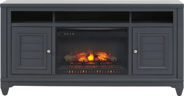 Hilton Head Graphite 66 in. Console with Electric Log Fireplace