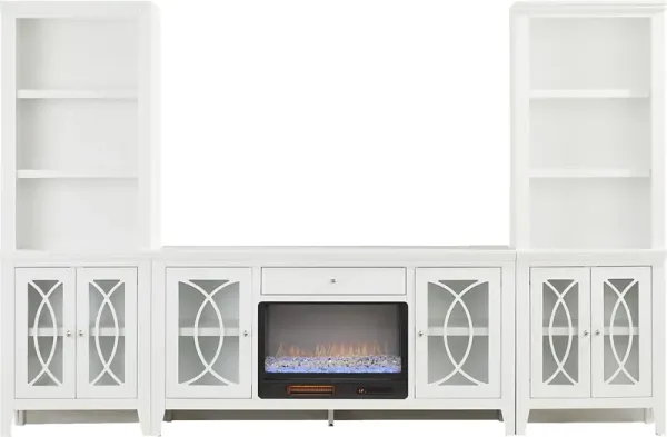Abbie II White 3 Pc Wall Unit with 66 in. Console and Electric Fireplace