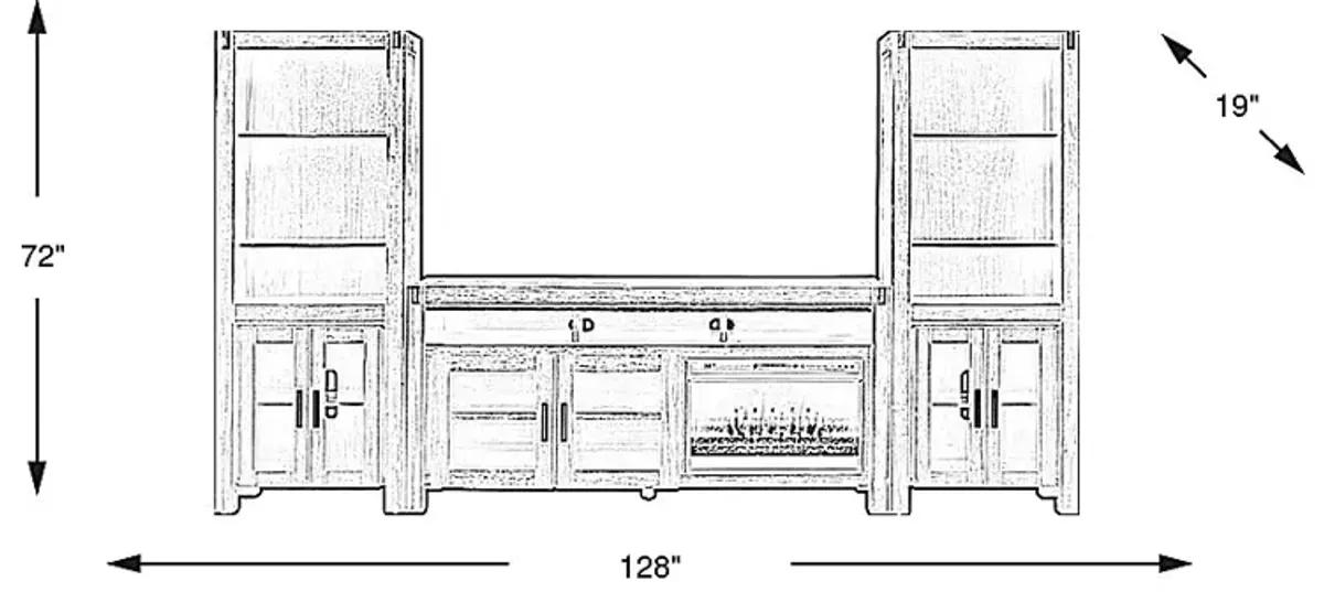 Hidden Springs II Espresso 4 Pc Wall Unit with 72 in. Console and Electric Fireplace