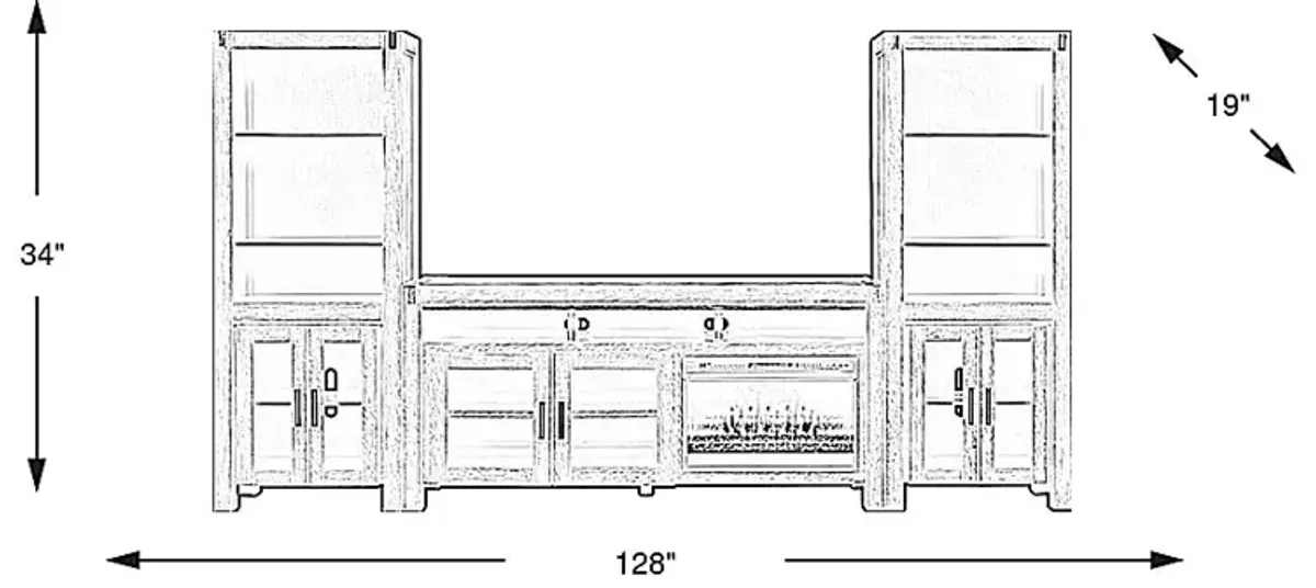 Hidden Springs II Gray 4 Pc Wall Unit with 72 in. Console and Electric Fireplace