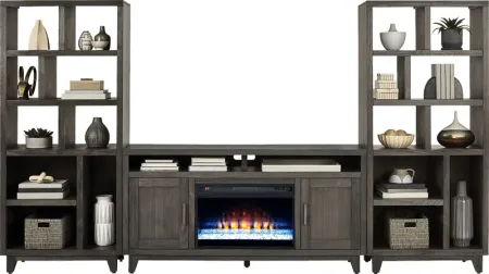 Valinor Smoke 4 Pc Wall Unit with 64 in. Console and Electric Fireplace