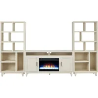 Valinor White 4 Pc Wall Unit with 64 in. Console and Electric Fireplace