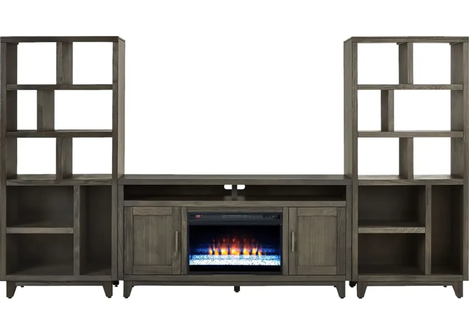 Valinor Brown 4 Pc Wall Unit with 64 in. Console and Electric Fireplace