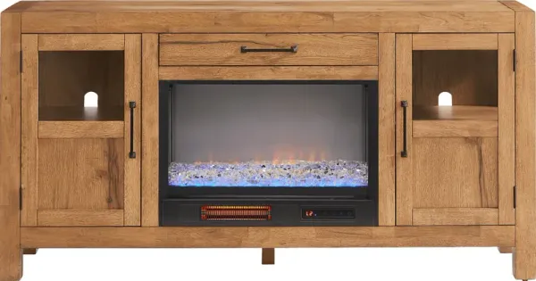 Edgewater Brown 64 in. Console with Electric Fireplace
