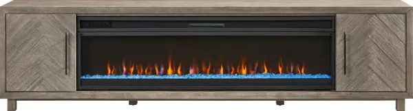 Oakleigh Gray 96 in. Credenza with Electric Fireplace