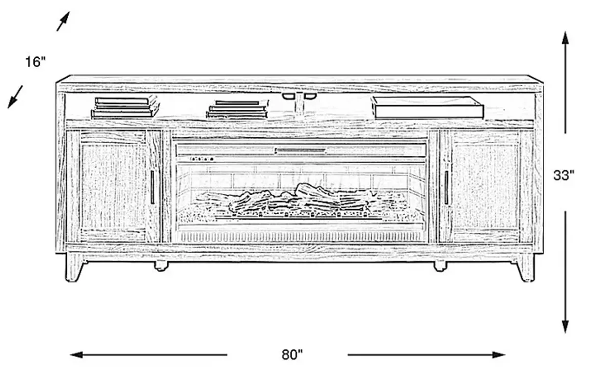 Valinor Smoke 80 in. Console with Electric Log Fireplace