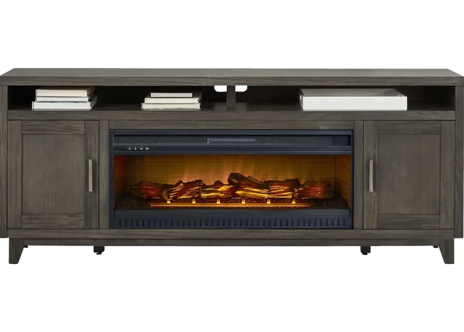 Valinor Smoke 80 in. Console with Electric Log Fireplace