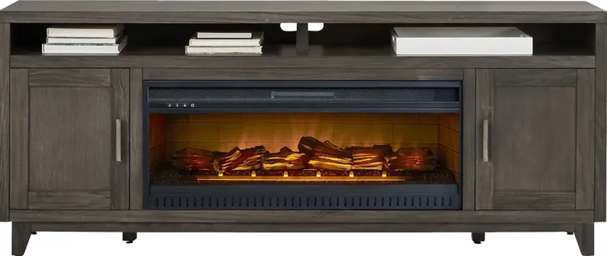 Valinor Smoke 80 in. Console with Electric Log Fireplace