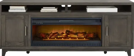 Valinor Smoke 80 in. Console with Electric Log Fireplace