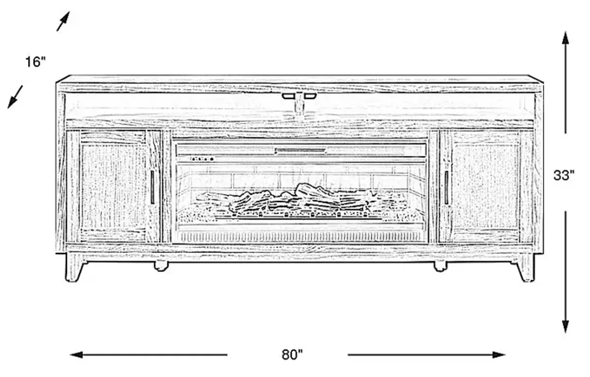 Valinor Brown 80 in. Console with Electric Log Fireplace