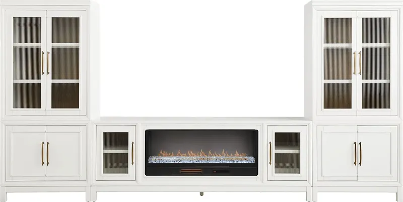 Albion White 4 Pc Wall Unit with 84 in. Console and Electric Fireplace