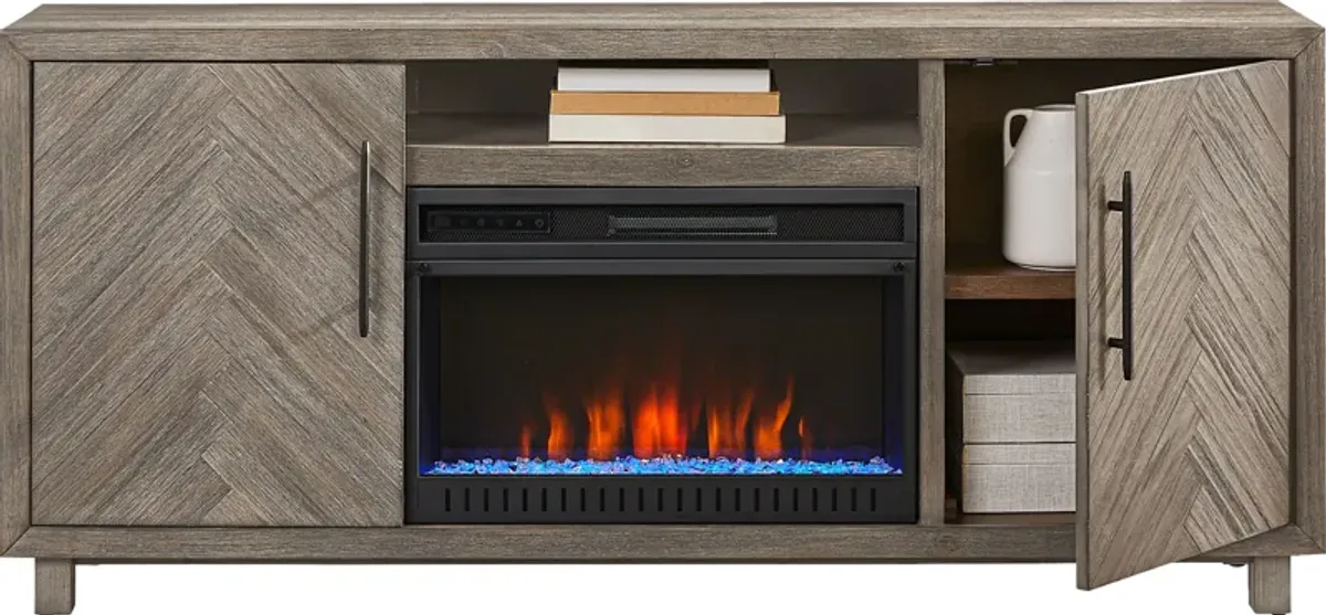 Oakleigh Gray 68 in. Console with Electric Fireplace