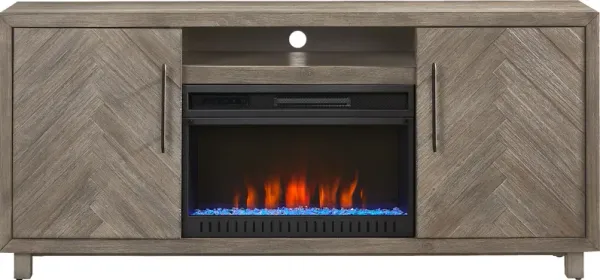 Oakleigh Gray 68 in. Console with Electric Fireplace
