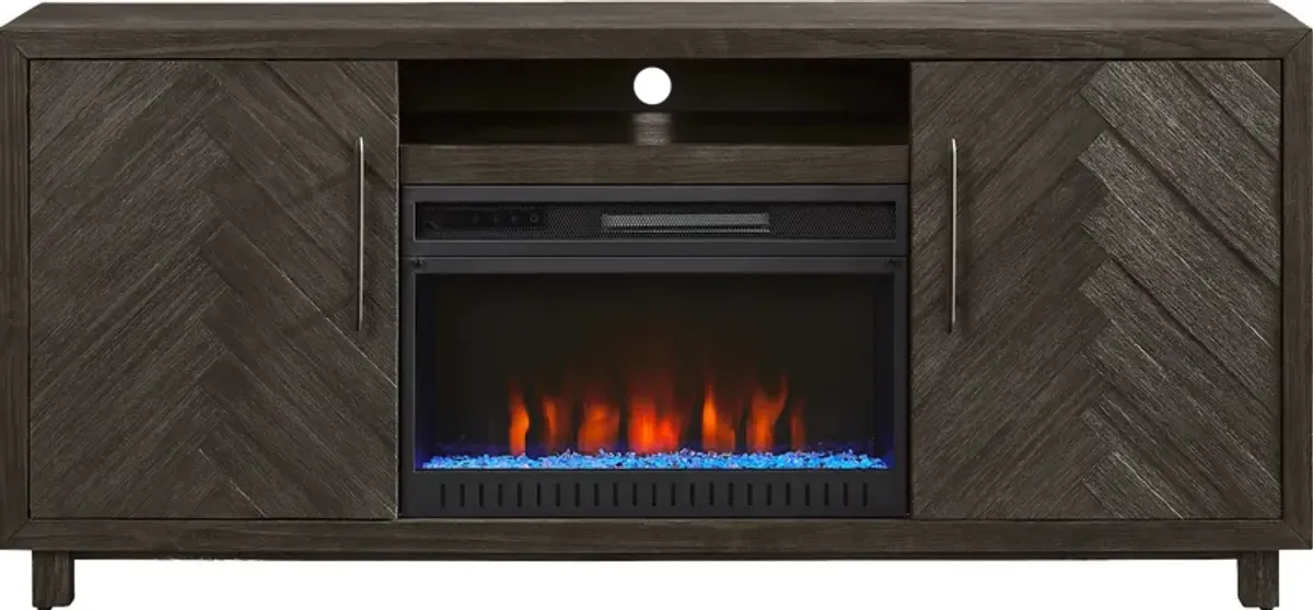 Oakleigh Charcoal 68 in. Console with Electric Fireplace