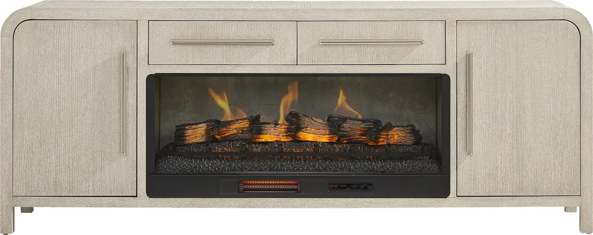Canyon Light Gray 84 in. Console with Electric Log Fireplace