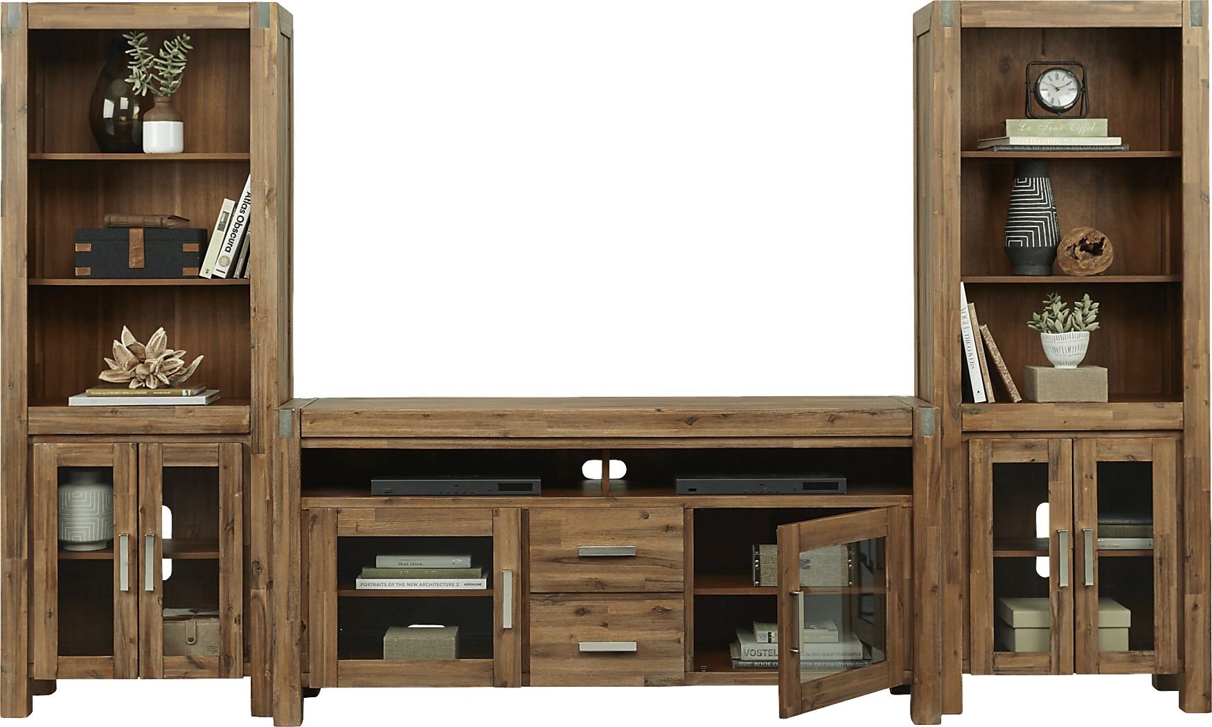 Hidden Springs II Tan 3 Pc Wall Unit with 66 in. Console