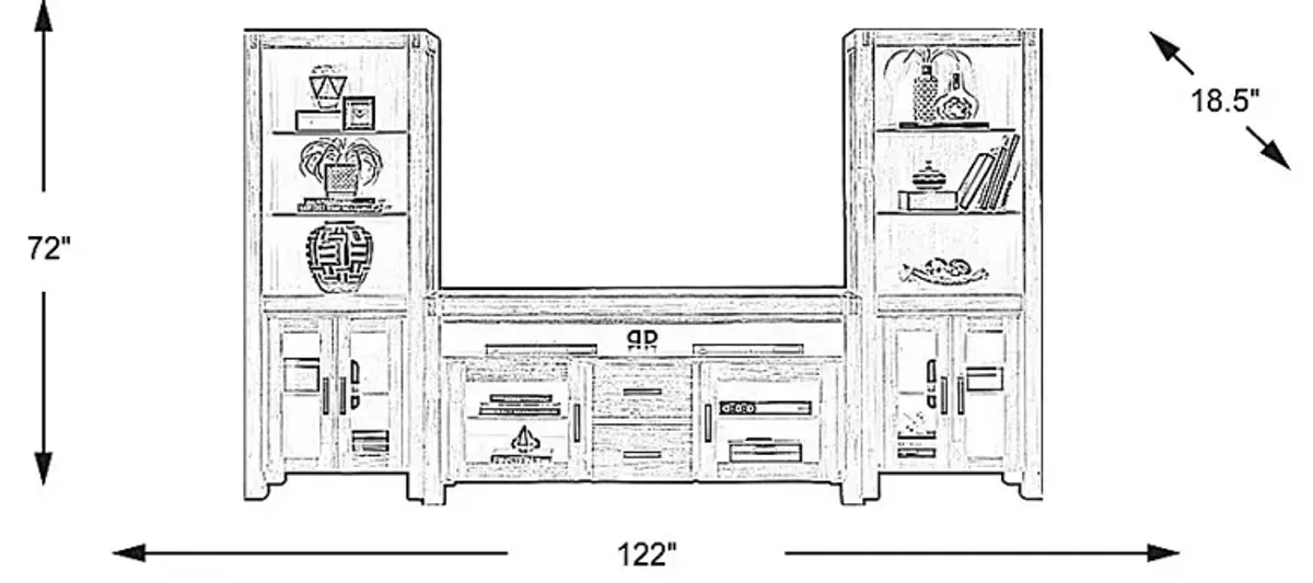 Hidden Springs II Espresso 3 Pc Wall Unit with 66 in. Console